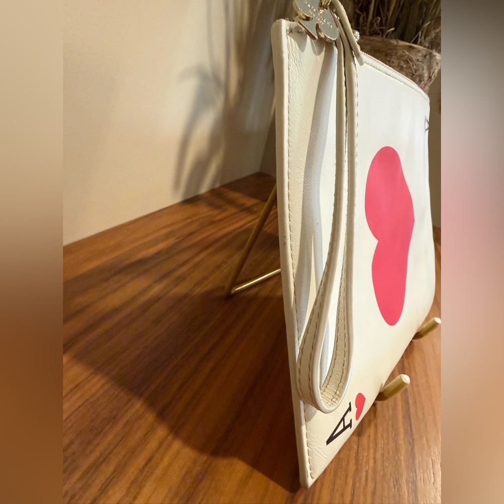 Kate Spade Ace of Hearts White and Red Heart Wristlet Clutch - Picture 3 of 15